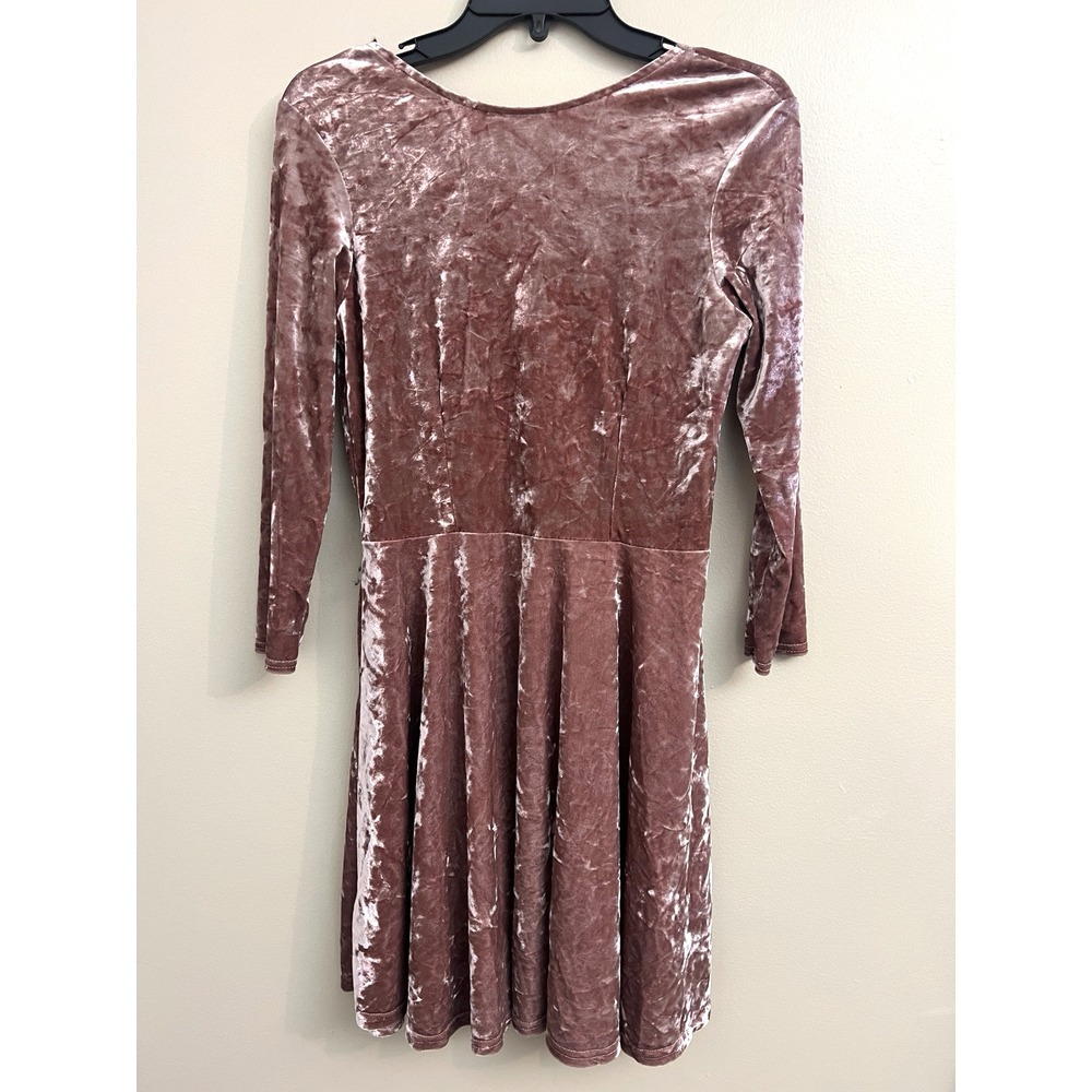 TOPSHOP Skater Dress Women's Size 6 Pink Low Back Crushed Velvet Fit & Flare